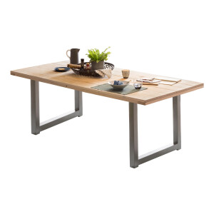 Artistiq Eettafel 'Alyne' Met zilveren U-poot, Mangohout, 220 x 100cm