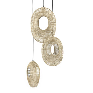 By-Boo Hanglamp 'Ovo' 3-lamps Cluster Rond, kleur Naturel