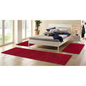 THEKO Set slaapkamerkleedjes Gabbeh uni, handgeweven tapijt, gemêleerd, 100% wol Slaapkamerkleed, unikleuren, met de hand geweven, loper-set, slaapkamer