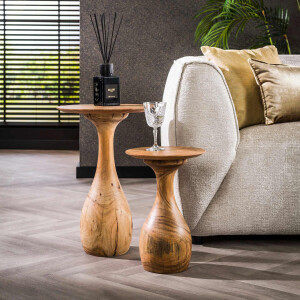 LifestyleFurn Bijzettafel 'Edison' Acaciahout, Set van 2 stuks