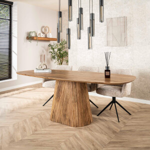 Eettafel Wave Centro deens ovaal 215 cm Massief mango zand