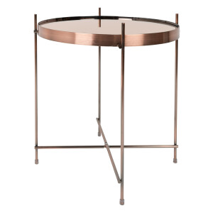 Zuiver Ronde Bijzettafel 'Cupid' Glas, 43cm, kleur Koper
