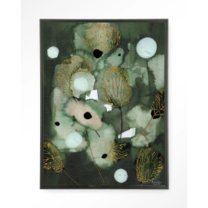 Urban Cotton Wandkleed 'Forest Flower' 80 x 110cm in Floating Frame - black