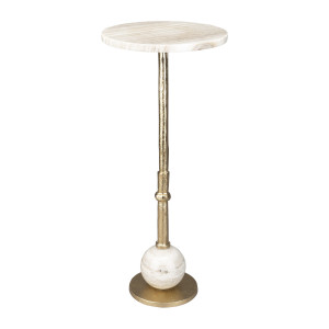 Dutchbone Ronde Bijzettafel 'Everest' Marmer, 25cm, kleur Beige