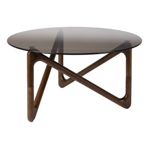 Dutchbone Ronde Salontafel 'Naia' Eikenhout en glas, 80cm, kleur Bruin
