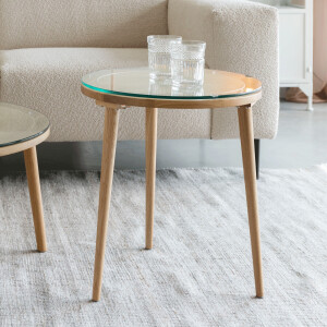 ZILT Ronde Bijzettafel 'Jock' Eikenhout en glas, 45cm