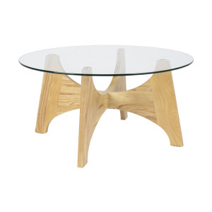 Zuiver Ronde Salontafel 'Kobe' Essenhout en glas, 80cm