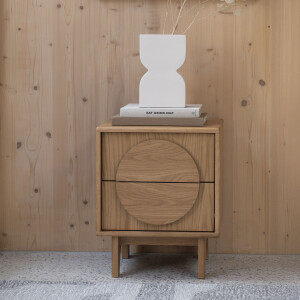 Zuiver Bijzettafel/Nachtkastje 'Groove' Eikenhout, Met 2 laden