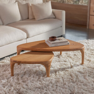 Zuiver Organische Salontafel 'Isla' Eiken en rubberhout, Set van 2 stuks