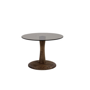 By-Boo Salontafel 'Boogie' Mangohout en glas, 55cm, kleur Bruin