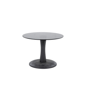 By-Boo Salontafel 'Boogie' Mangohout en glas, 55cm, kleur Zwart