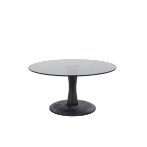 By-Boo Salontafel 'Boogie' Mangohout en glas, 70cm, kleur Zwart