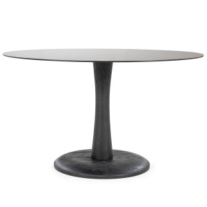 By-Boo Eettafel 'Boogie' Mangohout en glas, 130cm, kleur Zwart