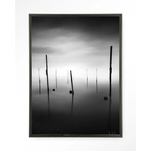 Urban Cotton Wandkleed 'Fall In' 80 x 110cm in Floating Frame - black