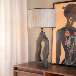 By-Boo Tafellamp 'Shiboo' Hout, 63cm hoog, kleur Zwart