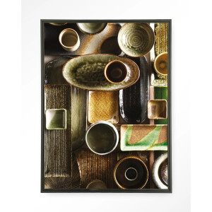 Urban Cotton Wandkleed 'Moss' 80 x 110cm in Floating Frame - black