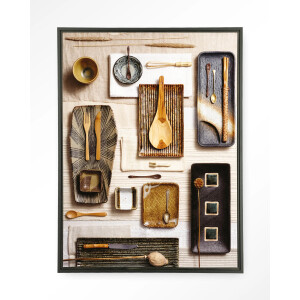 Urban Cotton Wandkleed 'Sand' 110 x 145cm in Floating Frame - black