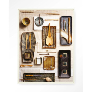 Urban Cotton Wandkleed 'Sand' 110 x 145cm in Floating Frame - off white