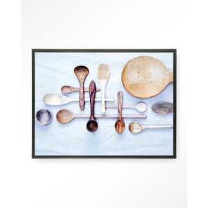 Urban Cotton Wandkleed 'Spooning' 145 x 190cm in Floating Frame - black