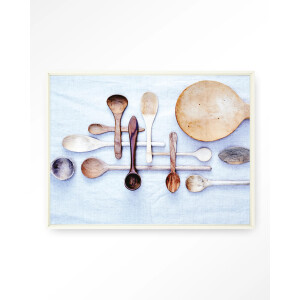 Urban Cotton Wandkleed 'Spooning' 80 x 110cm in Floating Frame - off white