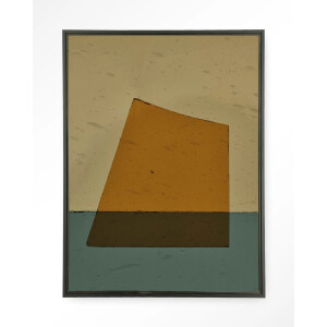 Urban Cotton Wandkleed 'Geen Beige' 145 x 190cm in Floating Frame - black