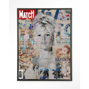 Urban Cotton Wandkleed 'Brigitte' 80 x 110cm in Floating Frame - black