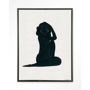 Urban Cotton Wandkleed 'Stillness' 110 x 145cm in Floating Frame - black