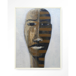 Urban Cotton Wandkleed 'Head 1' 80 x 110cm in Floating Frame - off white
