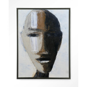 Urban Cotton Wandkleed 'Head 2' 80 x 110cm in Floating Frame - black