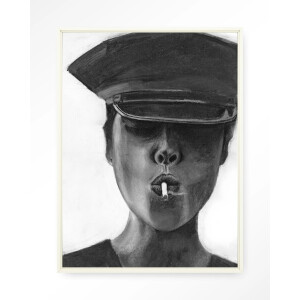 Urban Cotton Wandkleed 'Smokes' 145 x 190cm in Floating Frame - off white