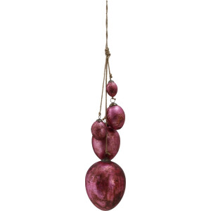 PTMD Ekko grote glazen paasei decoratie hanger rose antiek - Ekko pink glass easter eggs hanger antique