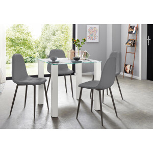 INOSIGN Eethoek met glazen tafel, breedte 80 cm (set, 5-delig)
