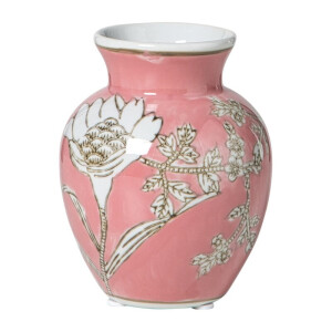 Vaas bloemenprint klein - roze - ø9x11.5 cm