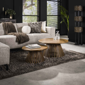 LifestyleFurn Salontafel 'Jean-Claude' Set van 2 stuks, Mangohout, kleur Naturel