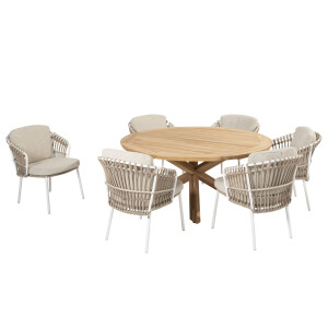 4 Seasons Outdoor Diningset Prado Dalias 7-delig Teak Ø160 cm