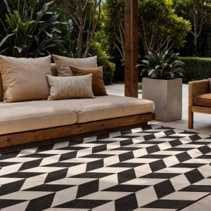 Vloerkleed Terrick Rechthoekig - Zwart Wit 300x200cm - Polypropyleen - Dekbed-Discounter.nl