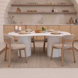 By-Boo Organische Eettafel 'Seki' 200 x 110cm, kleur Wit