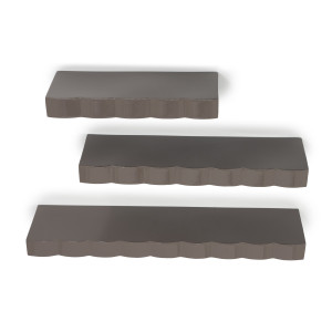 By-Boo Wandplank 'Prinz' Set van 3 stuks, kleur Donker Taupe