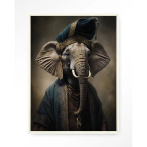 Urban Cotton Wandkleed 'Elephant' 80 x 110cm in Floating Frame - off white