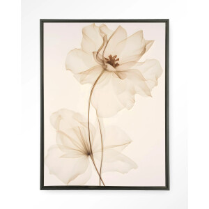 Urban Cotton Wandkleed 'White Flowers' 80 x 110cm in Floating Frame - black