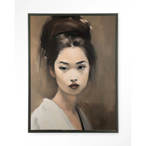 Urban Cotton Wandkleed 'Adakachi' 80 x 110cm in Floating Frame - black