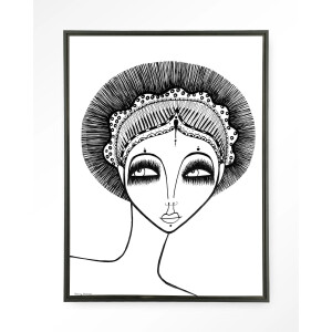 Urban Cotton Wandkleed 'Leyla' 145 x 190cm in Floating Frame - black