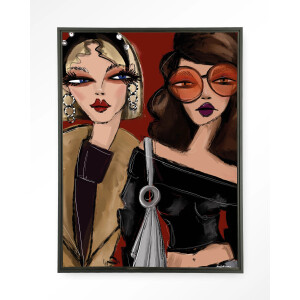 Urban Cotton Wandkleed 'Fall Friends' 80 x 110cm in Floating Frame - black