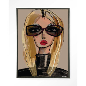 Urban Cotton Wandkleed 'She Knows' 80 x 110cm in Floating Frame - black