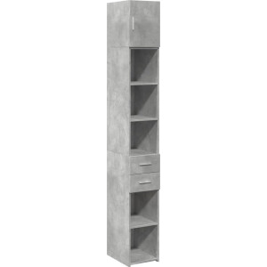 vidaXL - Opbergkast - smal - 30x42,5x225 - cm - bewerkt - hout - betongrijs