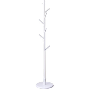 QUVIO Staande kapstok hout - 175cm hoog - 8 haken - Wit - Garderobe kapstok