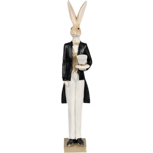 Clayre & Eef Beeld Konijn 32 cm Beige Zwart Polyresin