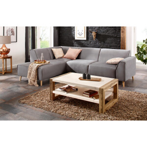 Home affaire Hoekbank Julia L-vorm Binnenveringsinterieur, houten poten, opstaande naad
