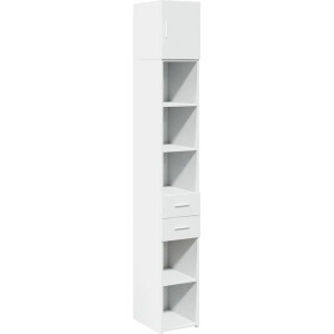vidaXL Houten Kast - Opslagkast - Opbergkast smal 30x42,5x225 cm bewerkt hout wit - Smalle Kast - Opberger - Bergruimte