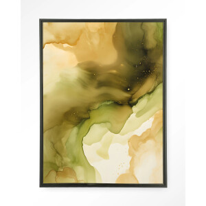 Urban Cotton Wandkleed 'Green Flow' 145 x 190cm in Floating Frame - black